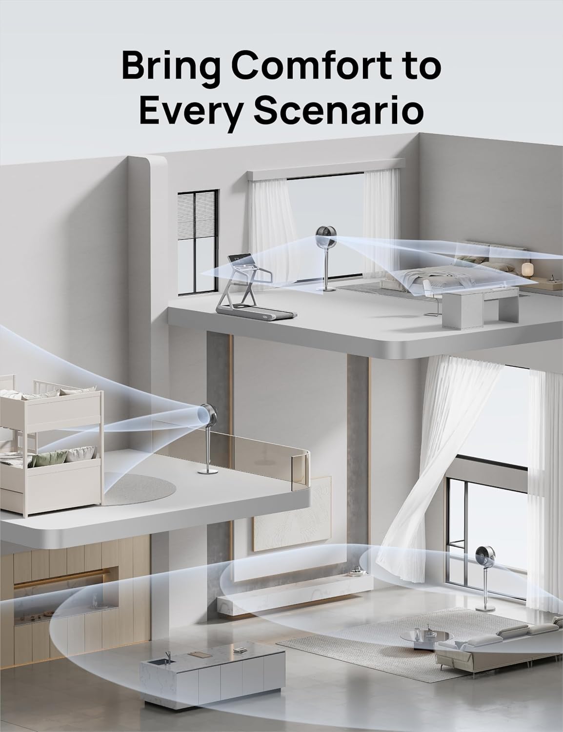 Dreo Oscillating Fan for Bedroom,150°+120° Omni-Directional Quiet Floor Fans with Smart Control, 110ft Pedestal Fan with DC Motor, 9 Speeds, 6 Modes, 43'' Inches, 12H Timer, Wi-Fi/Voice/Alexa