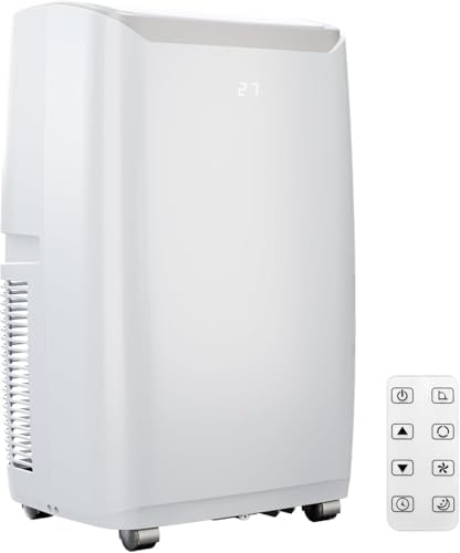 Portable Air Conditioners, 14,000 BTU, 3-in-1 Cooling, Dehumidifying, and Fan Modes, Efficiently Cools Rooms up to 750 Sq. Ft, Includes Quiet Operation, 24-Hour Timer, and Remote Control, White Top