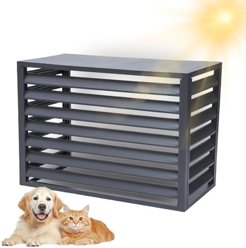 Aluminum Air Conditioner Cover, Air Conditioner Fence for Outside, Anti Theft, Noise Reduction, Wide Application, Outdoor All Weather(Gray,110cm)