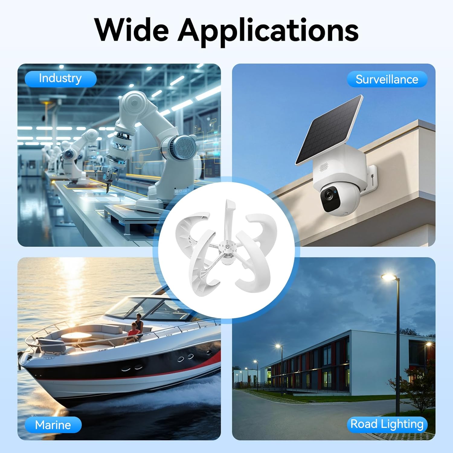 5-Blade Wind Turbine Generator, 600W 24V Wind Turbine Generator Kit with Controller & Flange Plate Vertical Axis Wind Turbine for Home Boat Marine Monitoring Street Lighting