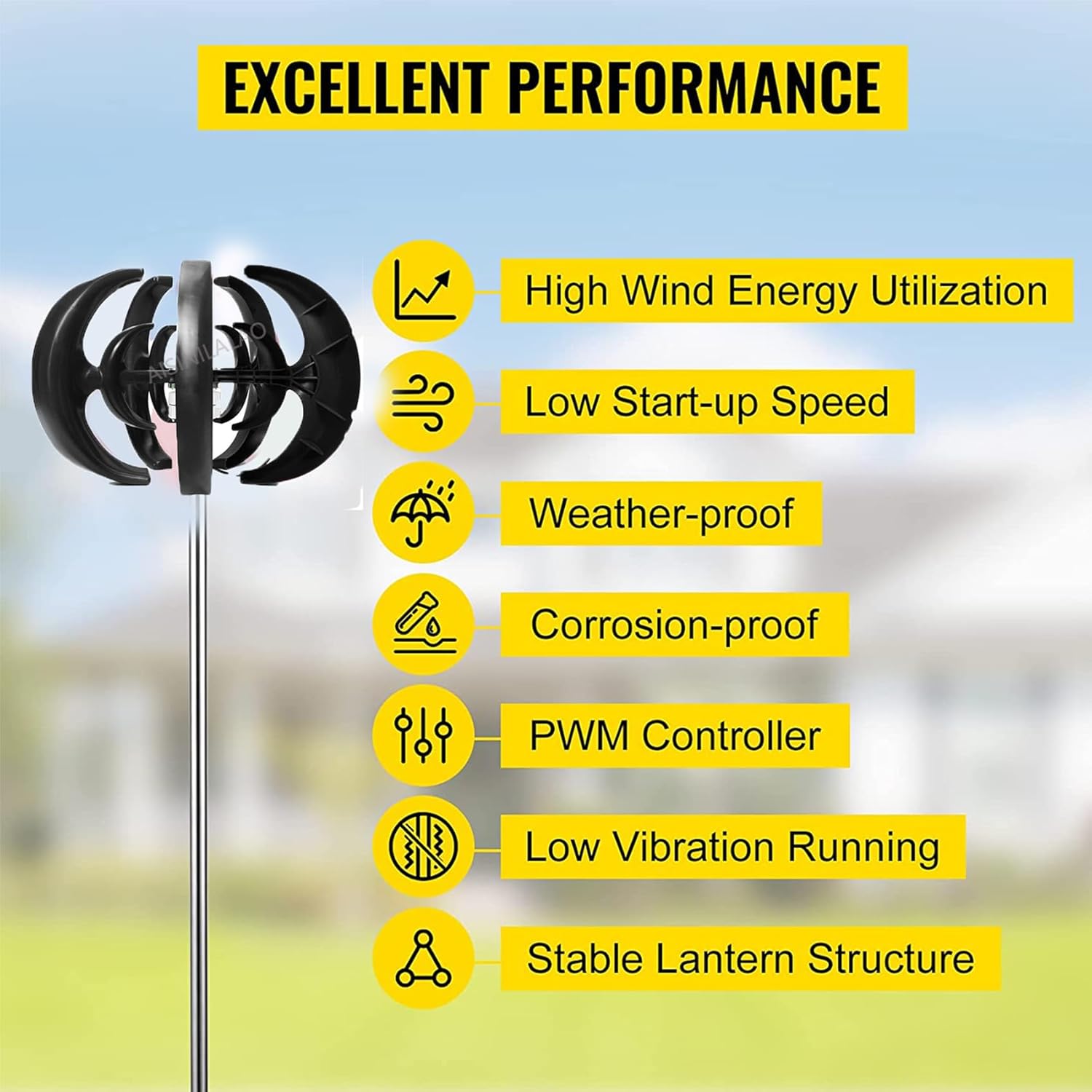 Wind Turbine Generator for Home Use 6000W Low RPM Magnetic Levitation Windmill with Controller, Eco-Friendly Renewable Energy Solution(12V-220V)
