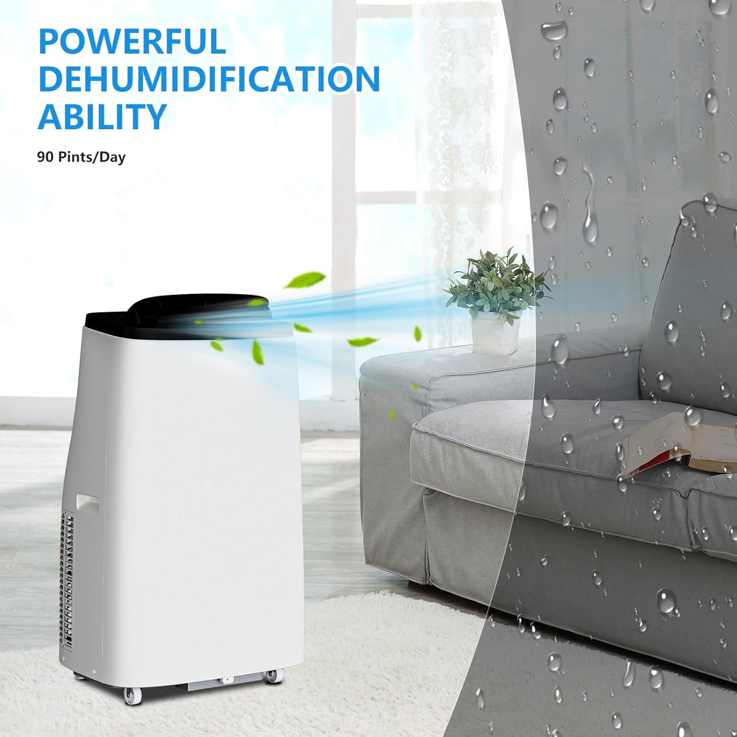 Portable 14000 BTU Air Conditioner, Fan & Dehumidifier, 4-in-1 AC Unit with Cooling, for Rooms Up to 700 Sq.Ft, Includes Remote Control, Sleep Mode, Auto Swing & 24h Timer