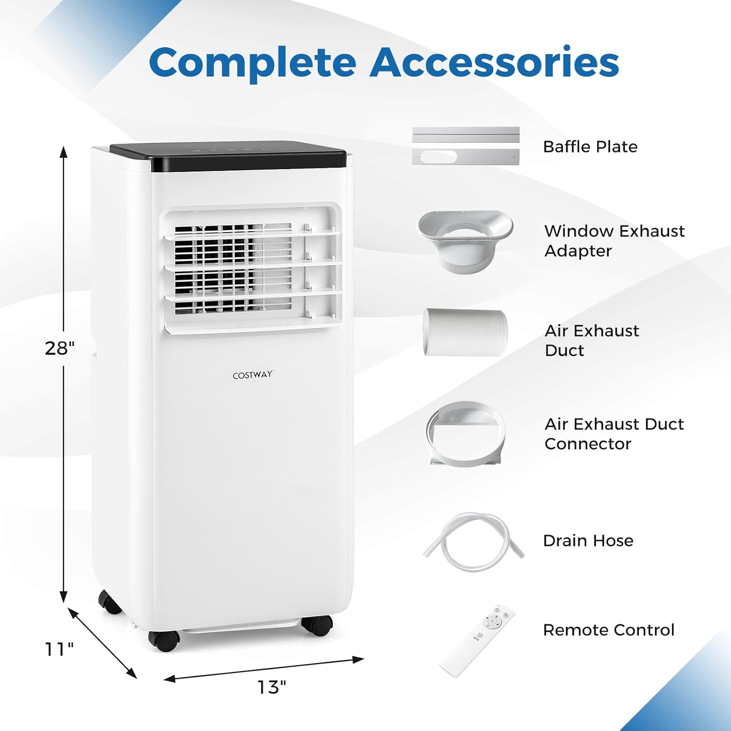 COSTWAY Portable Air Conditioner, 10000 BTU AC Unit, Fan & Dehumidifier with 24H Timer, Sleep Mode, Child Lock, LED Display, Remote Control & Installation Kit for Rooms up to 350 Sq.Ft (10000 BTU)