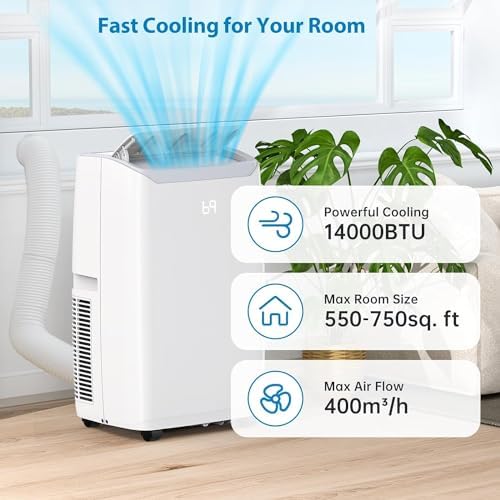 14000btu Portable Air Conditioner,Portable Ac Unit with Remote Control &Window Kit,450 Sq,3-in-1 Function,. Ft Coverage,Air Conditioner Portable for Room or Office