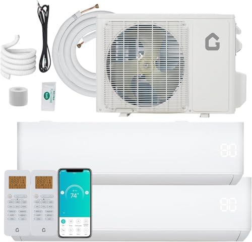 20K Dual 2 Zone Mini Split Air Conditioner and Heater, 20 SEER2 208-230V 9000 + 12000 BTU Wifi Mini Split AC/Heating System Multi Zone, Ductless, Wall Unit, with Installation Kits