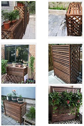 Outside Units Central Air Conditioning Cover Privacy Fence Screen,preservative Wood Air Conditioner Flower Stand Louver Grill Dust Cover, Decorative Garden Terrace Freestanding Privacy Fence
