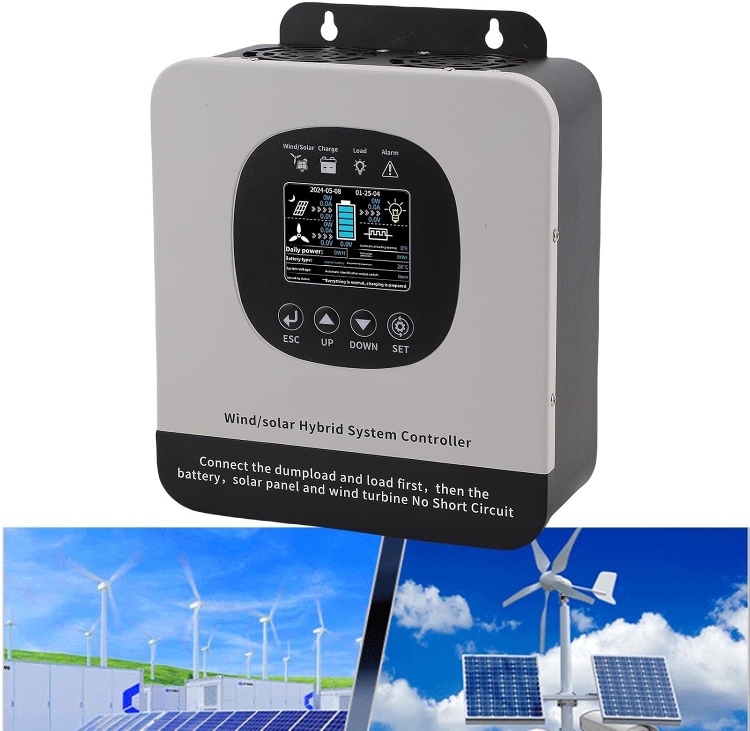 FTVOGUE Wind Solar Hybrid Charge Controller 1200W Wind Turbine 800W Solar Panel with MPPT PWM Technology for 12V 24V 48V Battery System Home Boat