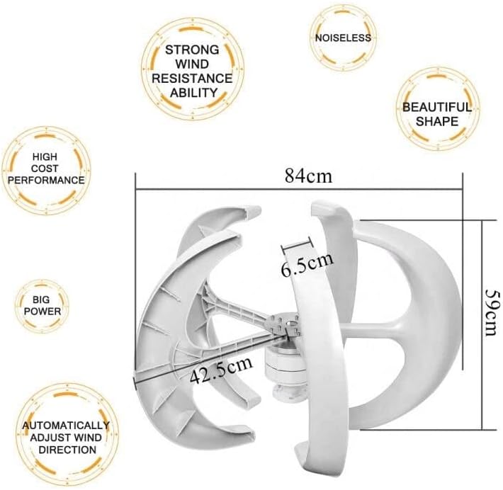 1000W Vertical Axis Wind Turbine Generator - 12V/24V Small Windmill with MPPT Charge Controller for Home Energy Solutions - Blue, Efficient Power Generation