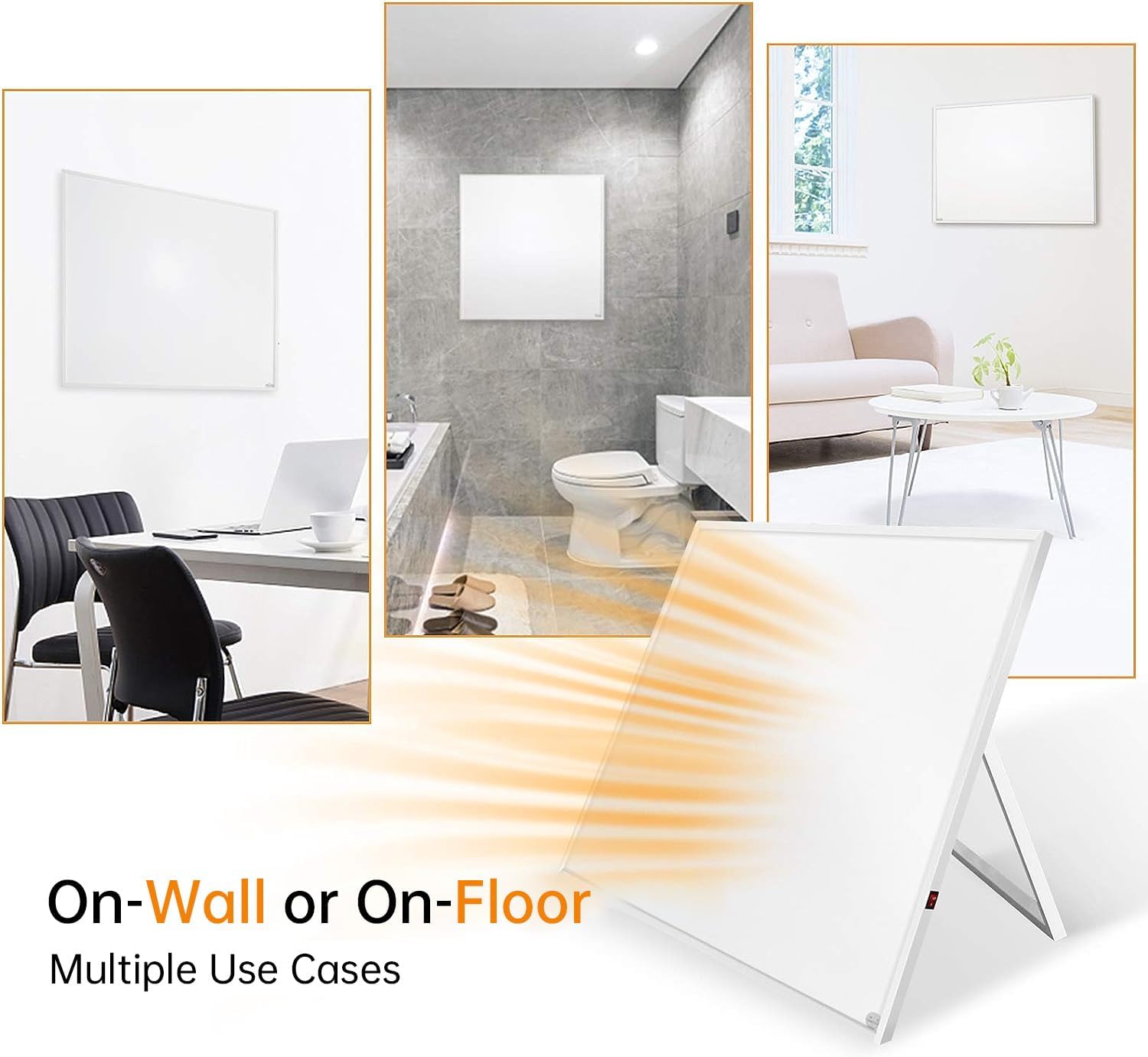 Wall-Mounted 120V 350W Space Heater Panel with Convection Heating ‒ Portable with Stand, Energy Efficient, Overheat Protection ‒ Ideal for 110 Sq. Ft.Rooms (24 x 24 x 1.18 inches)