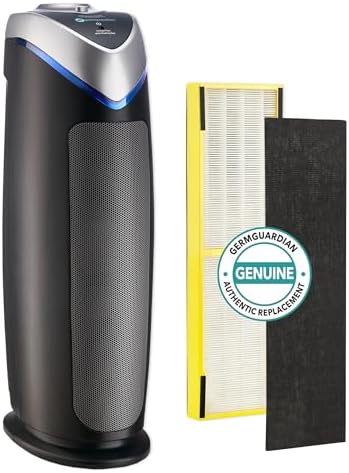 Germ Guardian AC4825 Air Purifier Bundle with FLT4825 True HEPA Replacement Filter, Quietly Filters Allergies, Pollen, Smoke, Dust, Pet Dander, Mold,Odors, UV Light Sanitizer Eliminates Germs, 22 in.