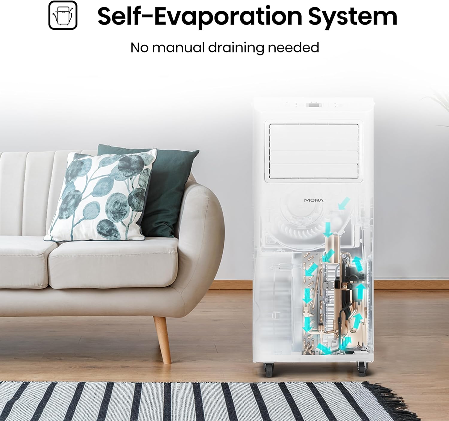 Mora Mora by Hisense 6,000 BTU (DOE), 8,800 BTU (ASHRAE), Portable Air Conditioner, 3 Operating Modes (Cool, Dry, Fan), Cools up to 250 SF, Remote Control and Window Vent Installation Kit Included