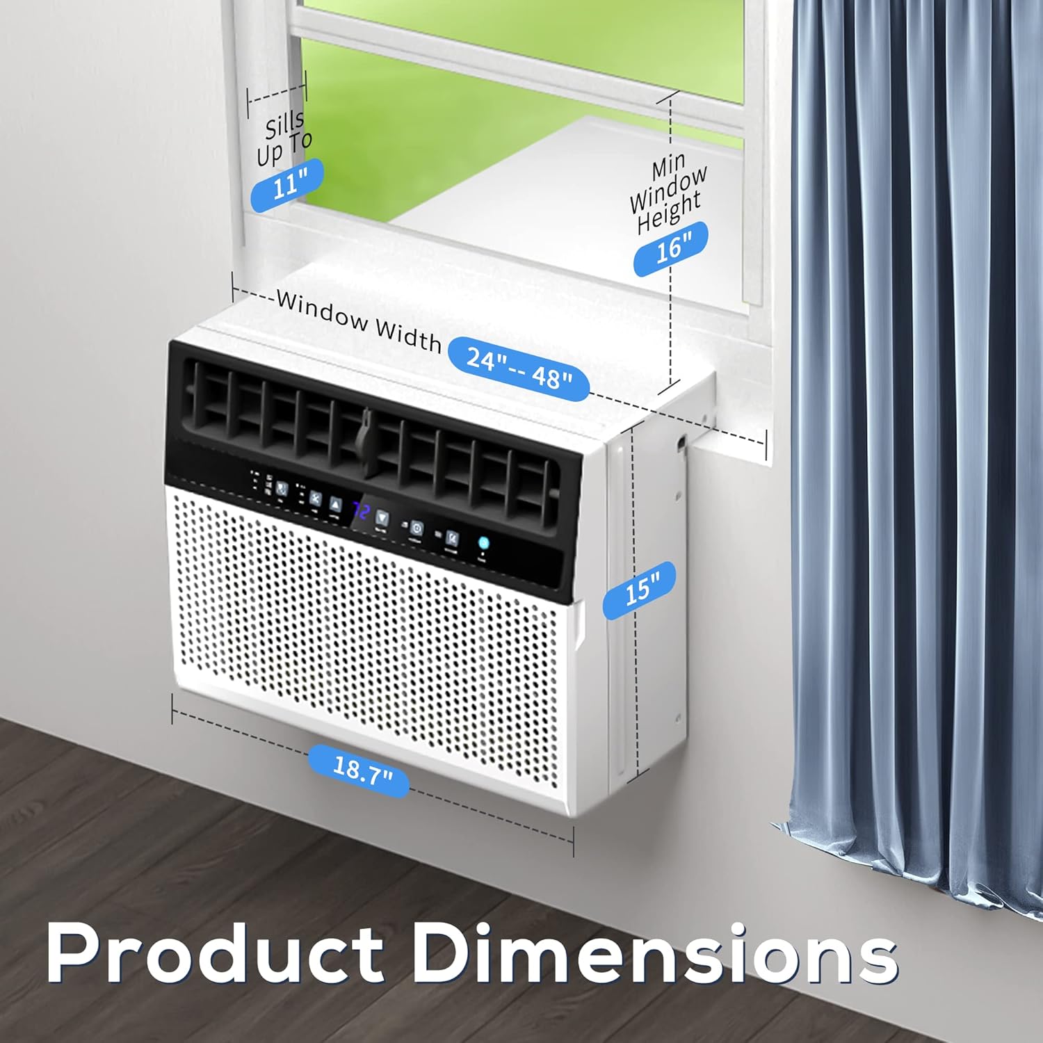 ZAFRO 12000BTU Window Air Conditioner U-Shaped Cools 550 Sq.Ft., Ultra Quiet Energy-Efficient Cooling, With Remote Control, White