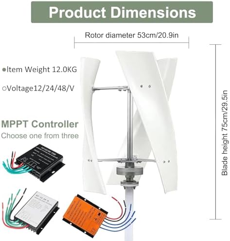 10000W Wind Turbine Generator - 3 Blades Low RPM Windmill for Home, Marine & RV Use - Efficient Wind Power Generator for 12V Systems