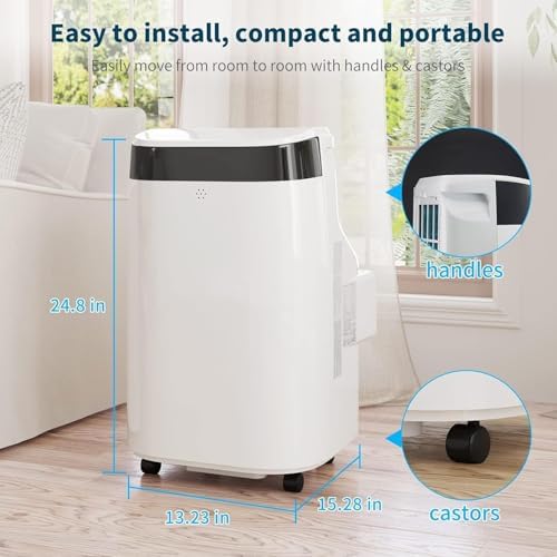 Portable Air Conditioner, 10000 BTU with 3-In-1 Cooling, Dehumidifier & Fan, Cools Rooms Up to 450 Sq. Ft, Window Kit Included, Remote Control for Bedroom/Office
