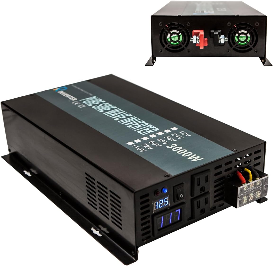 WZRELB Reliable 3000W Pure Sine Wave Solar Power Inverter 48V 120V Off Grid DC to AC Power Converter Generator Home Power Backup