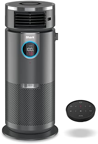 Shark 3 in 1 Air Purifiers for Home, Bedroom, or Office with HEPA Filter, Small Space Heater and Fan Combo, Filters Smoke, Covers up to 500 Sq Ft, Clean Sense Technology, Heat, Cool and Purify, HC452