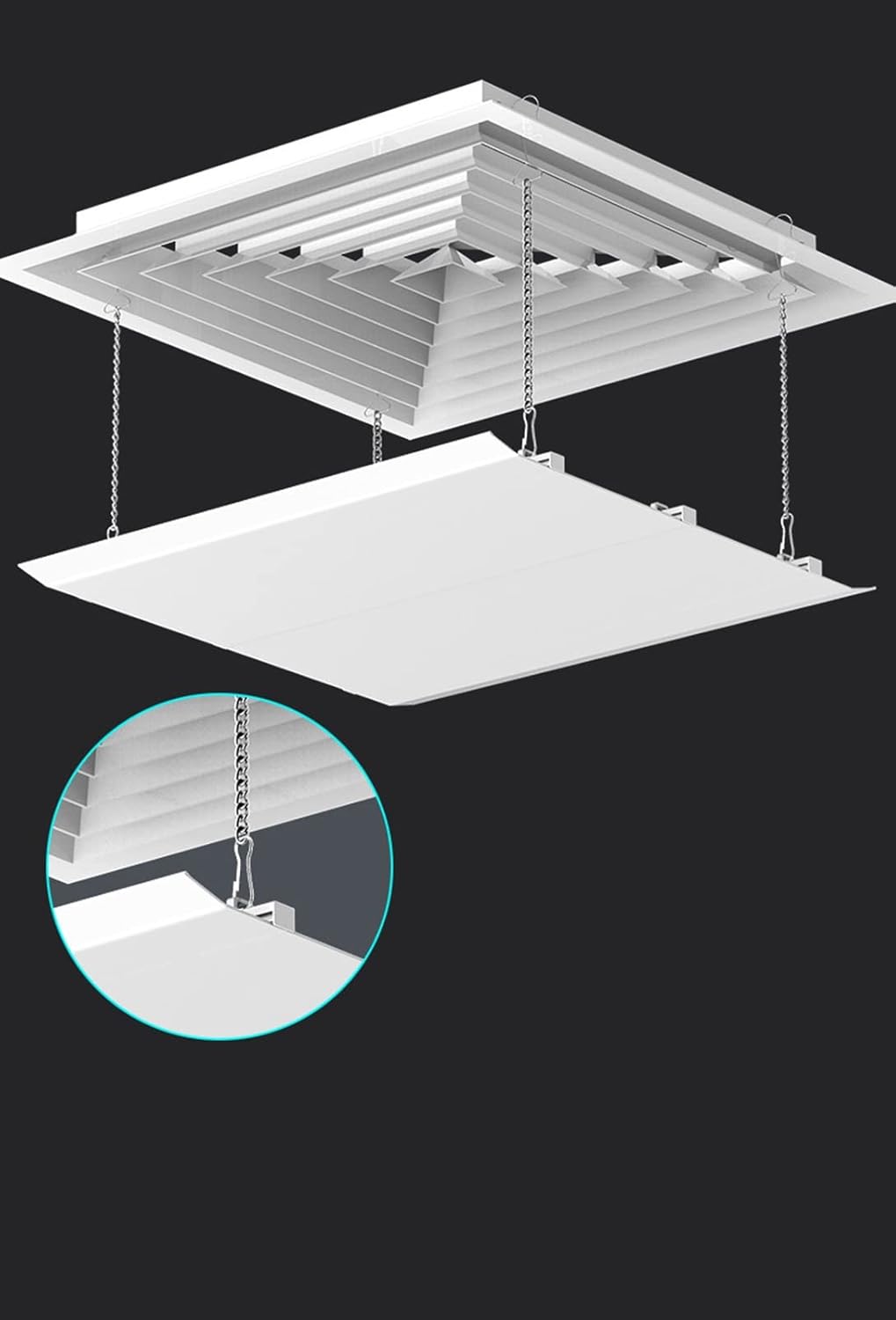 Air Conditioner Deflector For Ceiling Central Air Conditioning Prevent Air From Blowing Directly To People,Angle Adjustable Easy Installation Plastic Steel Material
