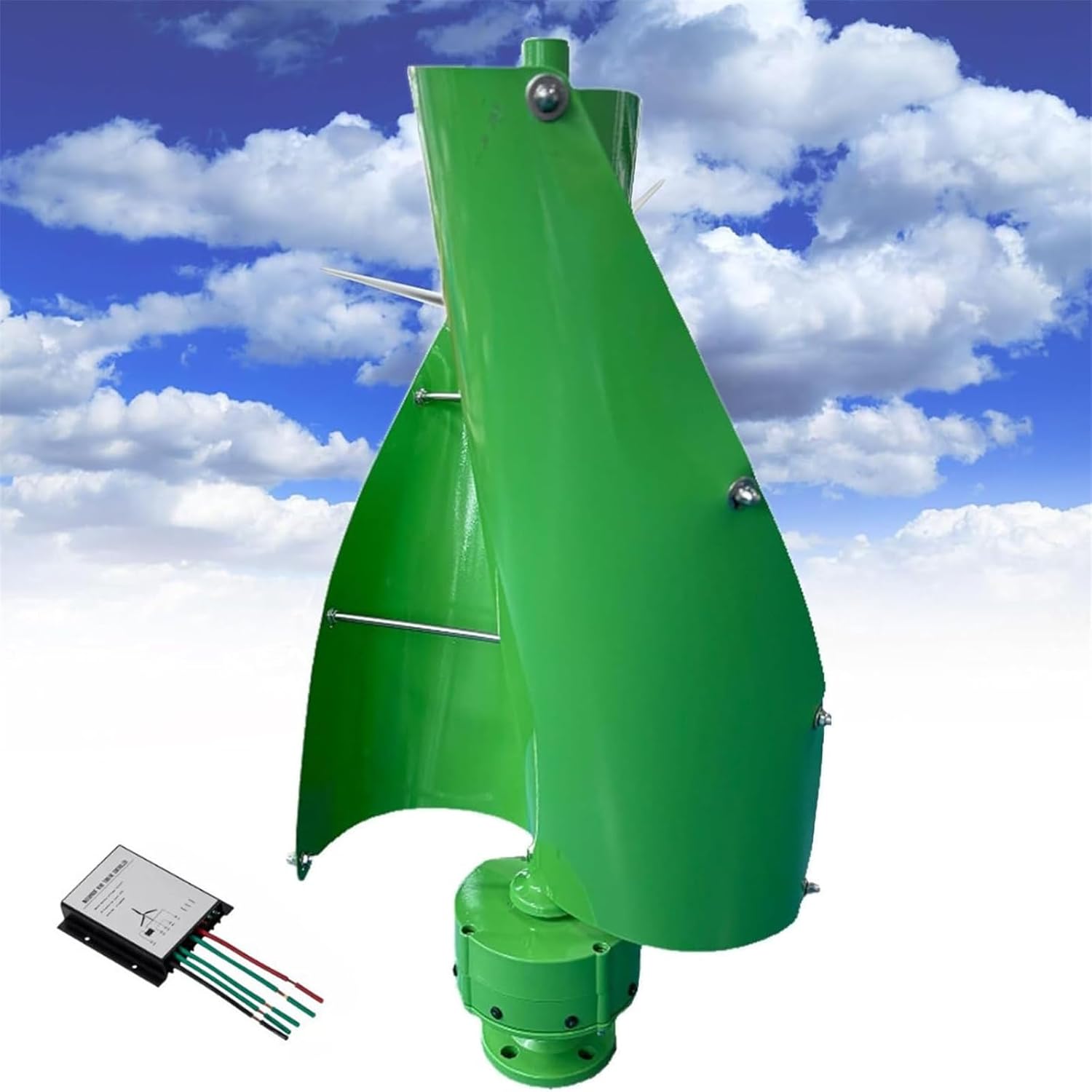 12V/24V Vertical Wind Power Turbine Generator Kit, Portable Maglev Shaft Wind Turbine Generator with MPPT Controller, Wind Power Generation, Commercial Industrial Energy Supply, Breeze Start,E