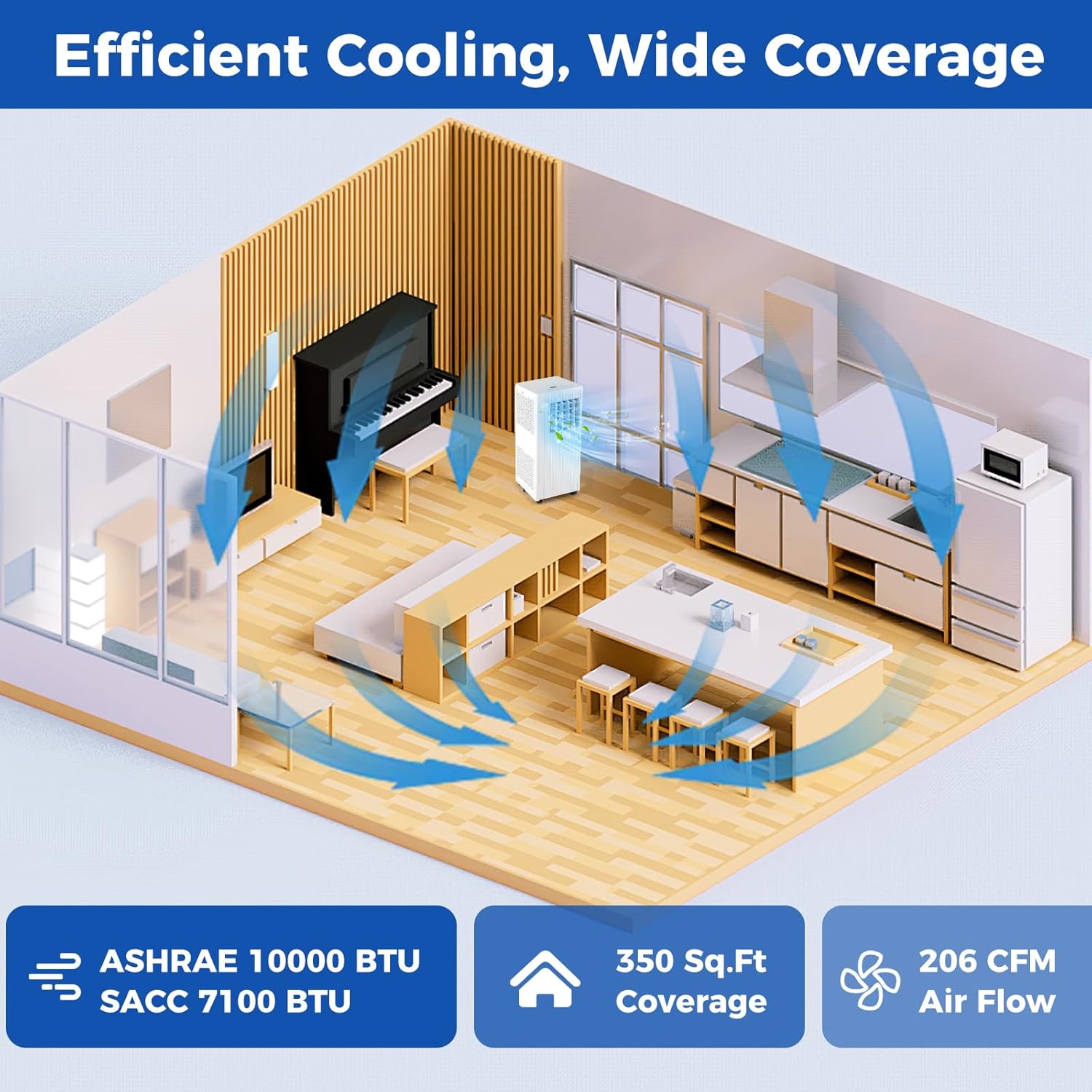 DORTALA Portable Air Conditioners 10000 BTU, Portable AC Unit with Cool, Fan & Dry Mode, Quiet Standing Air Conditioner with Remote, 24H Timer, Sleep Mode & Installation Kit, Cools up to 350 Sq. Ft