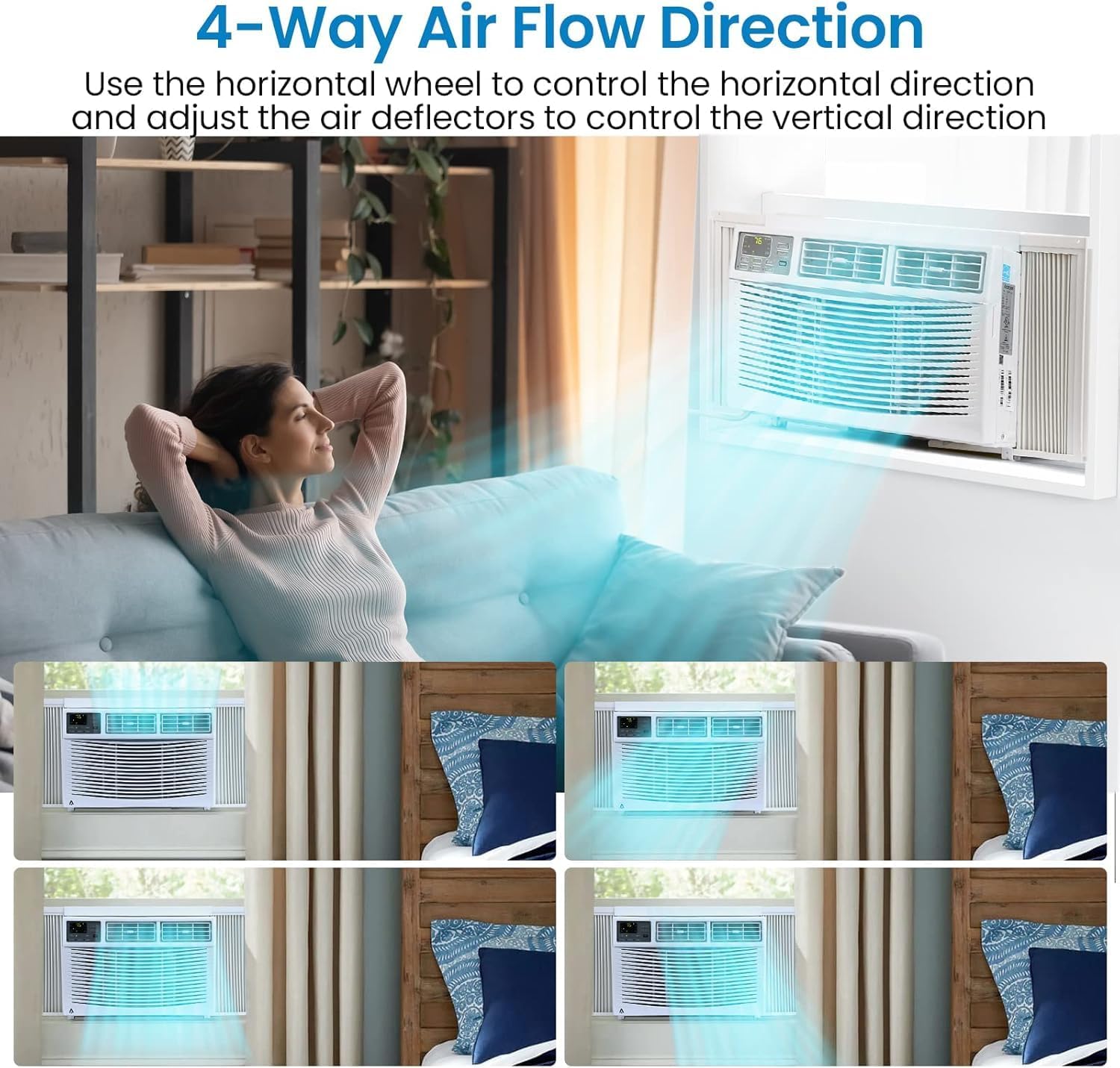 6000 BTU Window Air Conditioner with WiFi, Cools up to 350 Sq. Ft.,Smart Window AC Unit with Remote & App Control,3 Fan Mode,Sleep&ECO Mode,Washable Filter,for Bedroom Apartment Office,New R32
