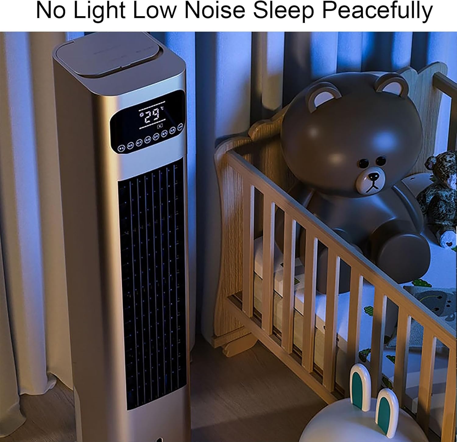 Cold Air Fan for Heating and Cooling, Bladeless Cooler Fans with Double Water Tanks, Remote Control Wide Angle Cold Fan(Gold)