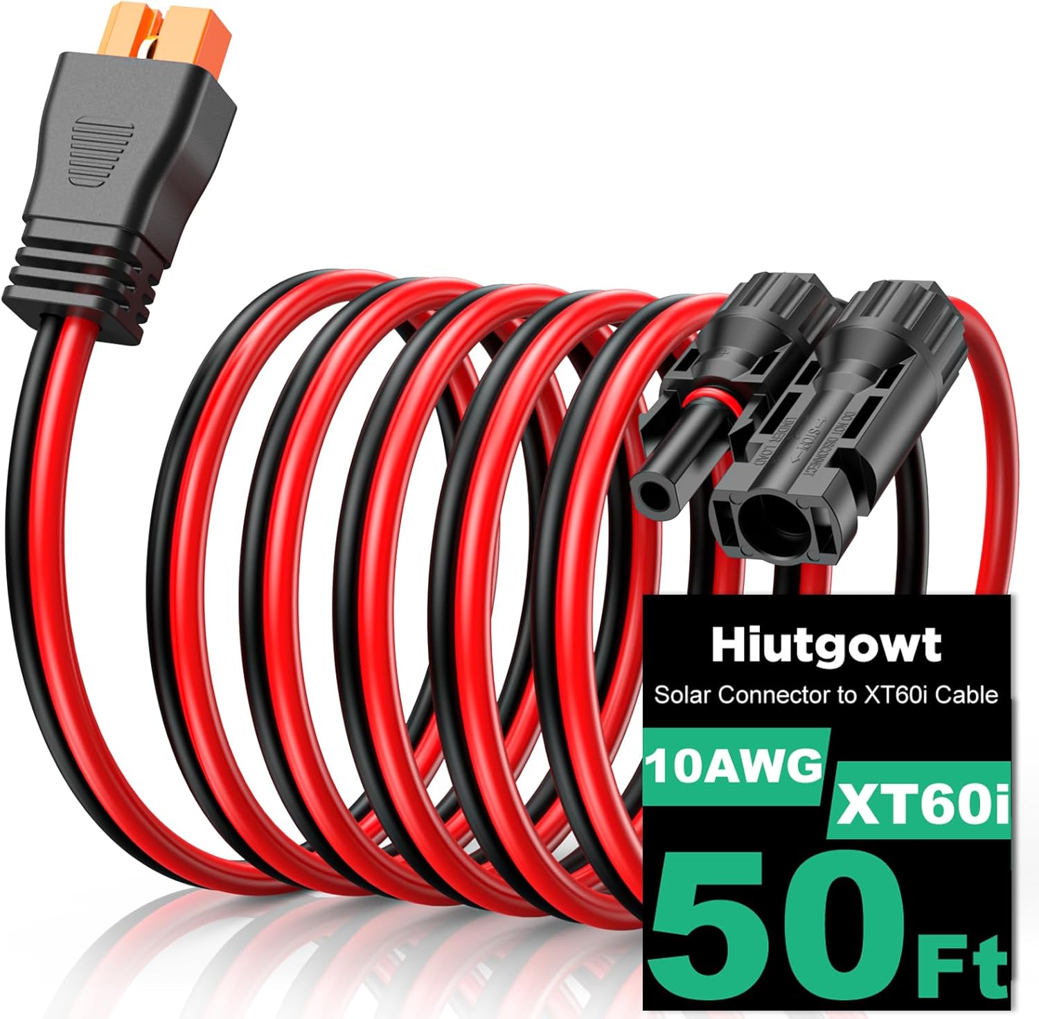 10AWG XT60i Solar Cable 50FT, XT60i Cable to Solar Connector, Solar Panel Connector to XT60i Extension Cable, XT60i Solar Charging Cable for Portable Power Station