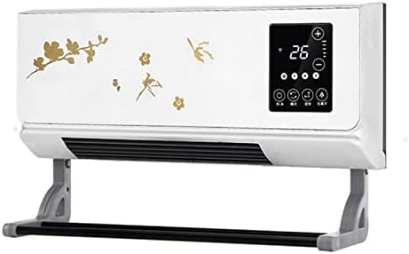 Space Heater 2000W Wall Mounted Air Cooler Conditioner Heater Fan Heating Cooling Room Bathroom Waterproof Remote Timing Air Conditioning Fan Ele(Gold-2000W