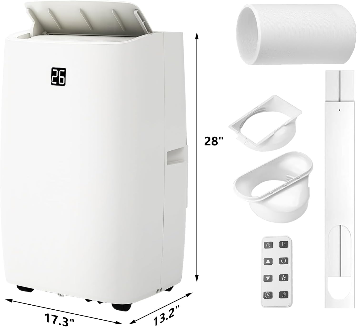 Portable Air Conditioner 12000 BTU, Quiet 52dB Operation, Adjustable Fan Speeds, Room Air Conditioner with Remote Control, Ideal for Home & Office