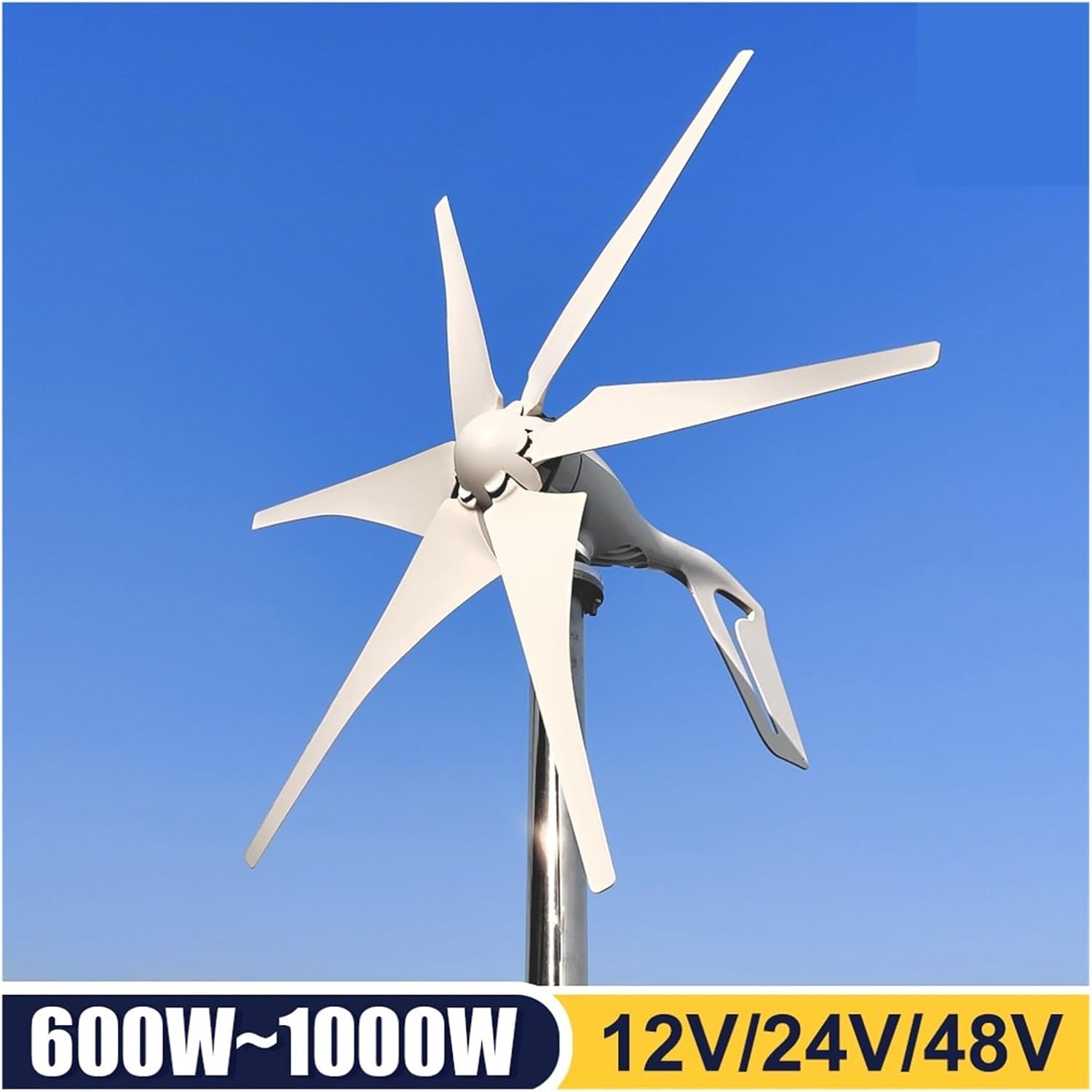 Horizontal Turbine 3000W Low Noise Wind Turbine Generator Kit 12V/24V/48V Low Wind High Eificiency Automitic Multi-Leaf Industrial Energy(1000W,with MPPT Controller_48V)