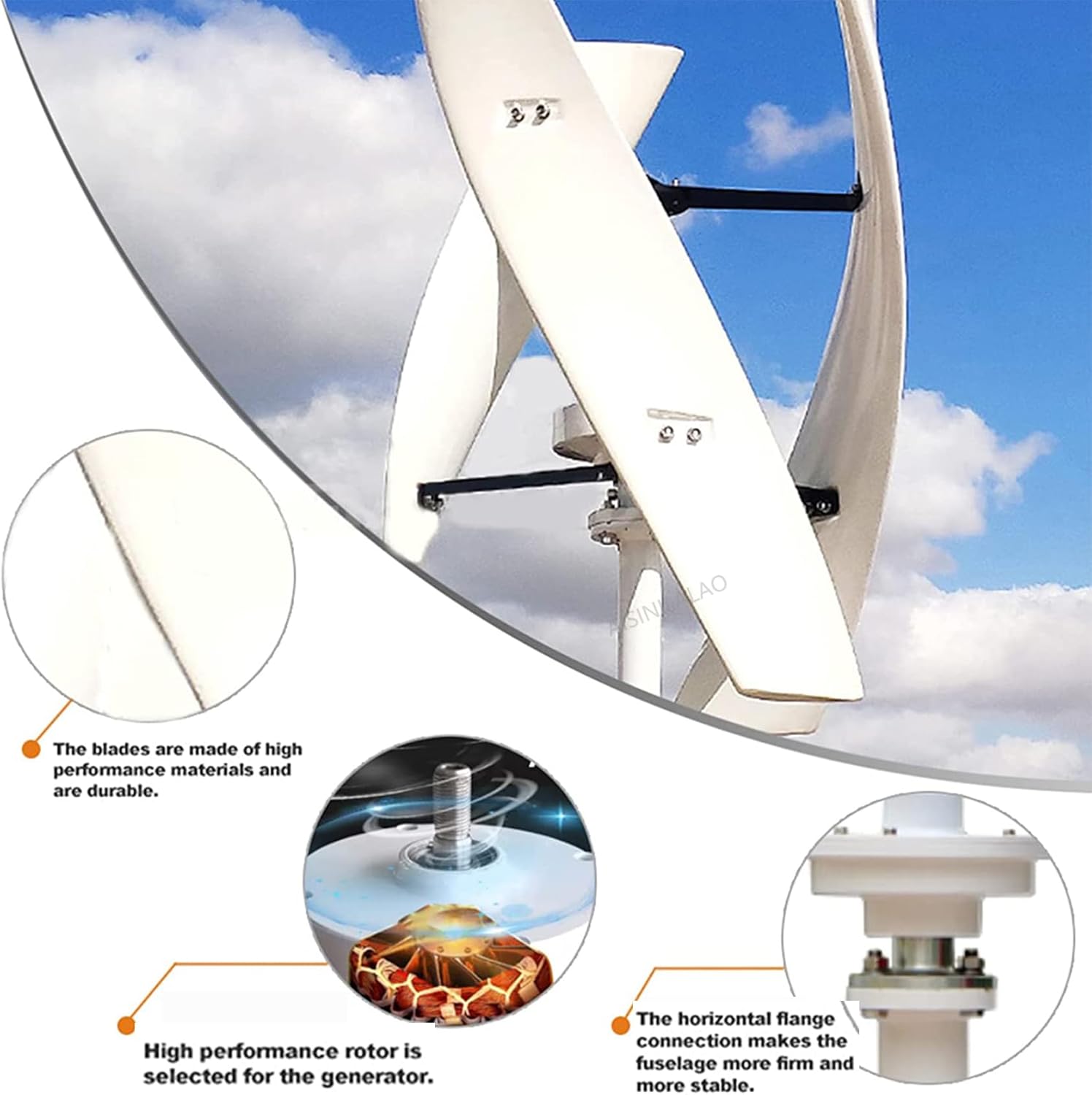 3000W 12V-220V Vertical Axis Wind Generator, Wind Turbine 3 Blades Windmill Generator Suit for Hybrid Solar Wind System(with Charger Controller)