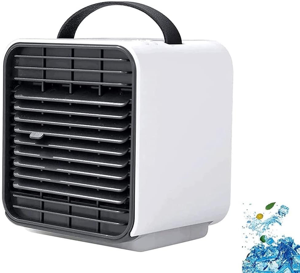 Portable Air Conditioner Fan, Mini Cooler with Large Capacity Water Tank and Fast Cooling Fan USB for Home, Office (Color : White)