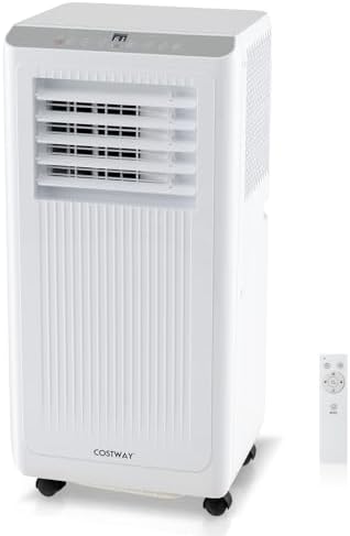 COSTWAY Portable Air Conditioner, 10000 BTU Air Conditioner with Remote Control, Digital Display, Installation Kit, Sleep Mode, 24H Timer, AC Unit for Bedrooms Up to 350 Sq.Ft, White (10000 BTU)