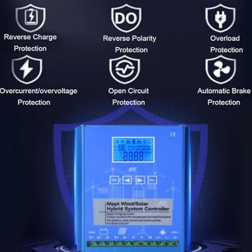 12000W Wind & Solar Hybrid MPPT Charge Controller 220V, 12V/24V/48V Automatic with LCD Display & Dump Load - Universal Off-Grid Solution for Efficient Energy Management