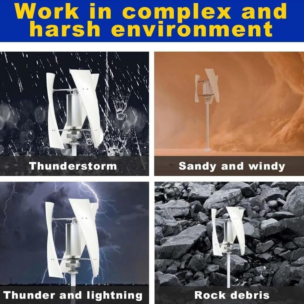 Vertical Windmill Free Energy Power Generator,12000W 3 Blade 12V 24V 48V 220V Wind Turbine Kit with MPPT Controller for Home, Business, Industrial Energy Supply,220v