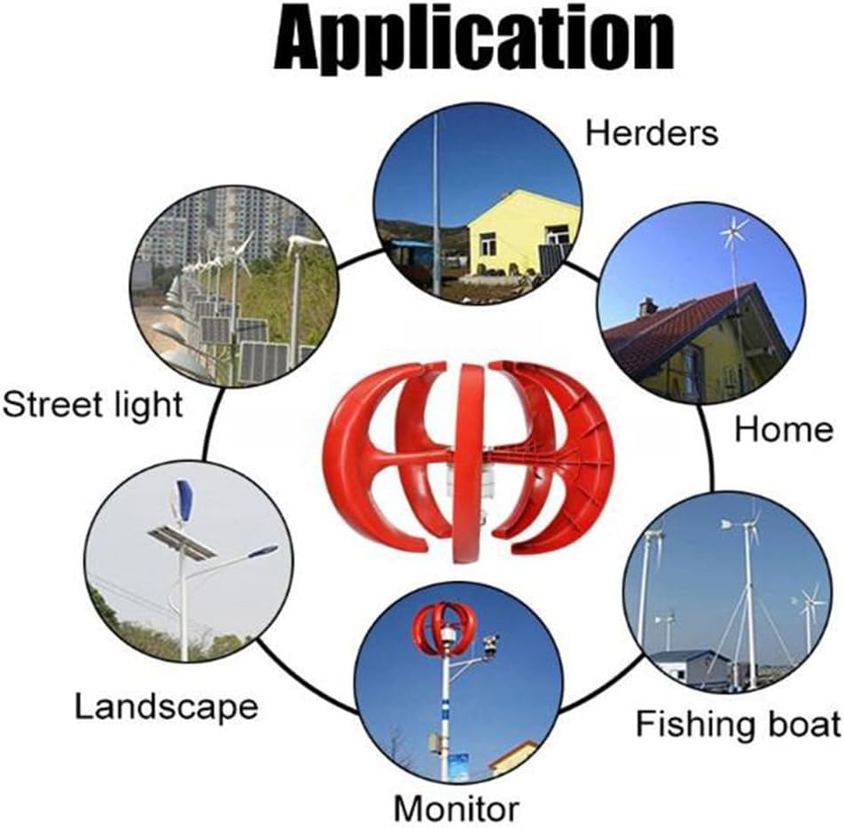 Wind Turbine 12V24V 48V 12000W Wind Turbine Generator red Lantern Vertical Axis Garden Boat Wind Generator 5 Leaves Wind Turbine Kit with Controller