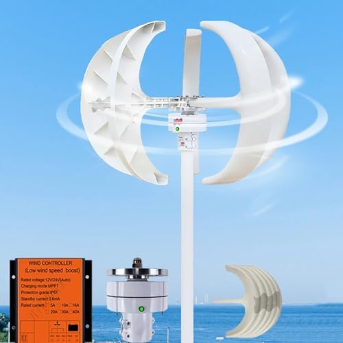 Wind Turbine Home Use Horizontal Generator Kits Blades with Controller to Charge Batteries Off Generator,5 Blade Wind Turbine Kit, 100-500W Vertical Wind Turbine Generator, 1.5m/S Start Wind