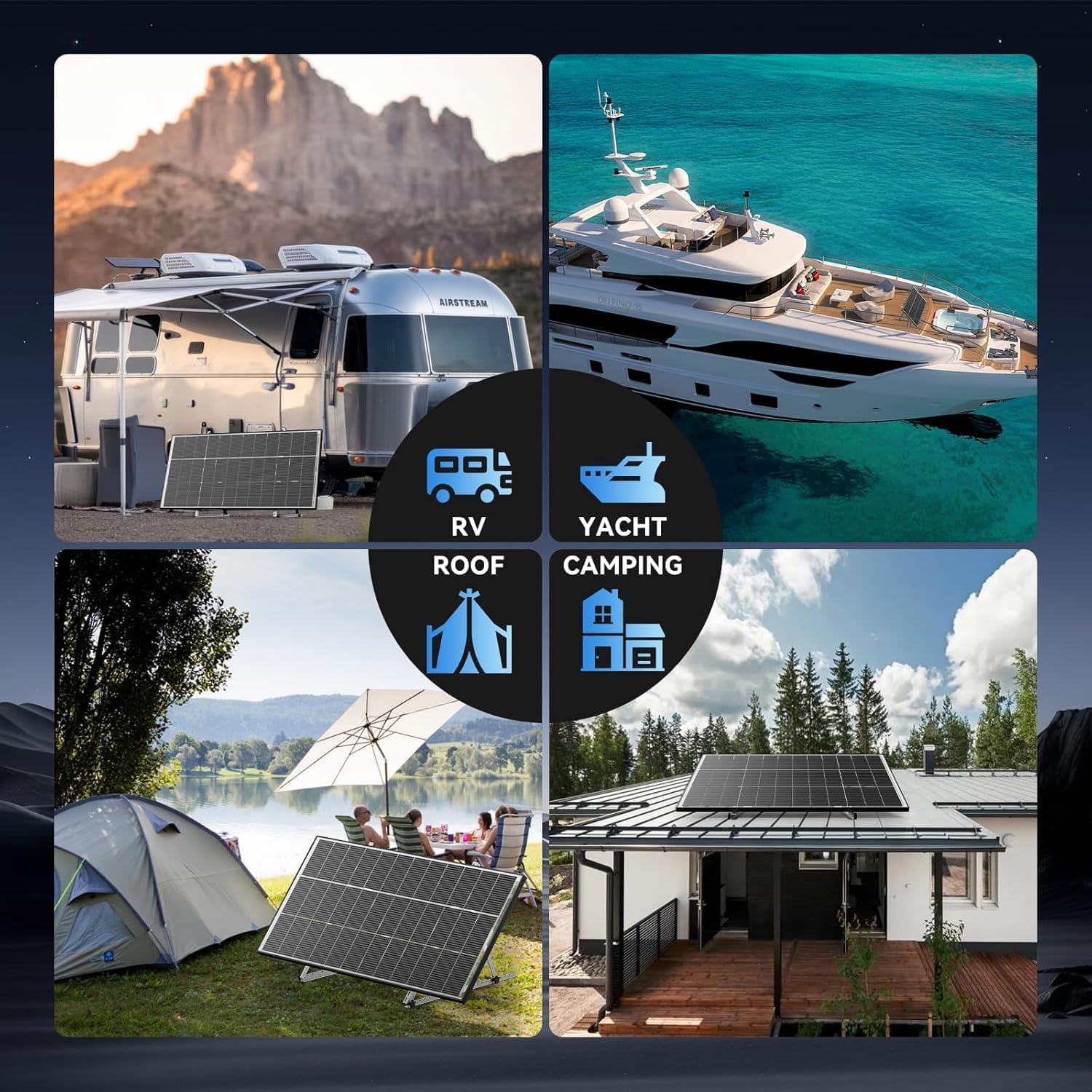 300 Watt Bifacial Solar Panel N-Type 18BB, 25% High Efficiency Monocrystalline Solar Cell Off Grid PV Power for Home Rooftop RV Camper Marine Boat Farm (300W 3Pack)