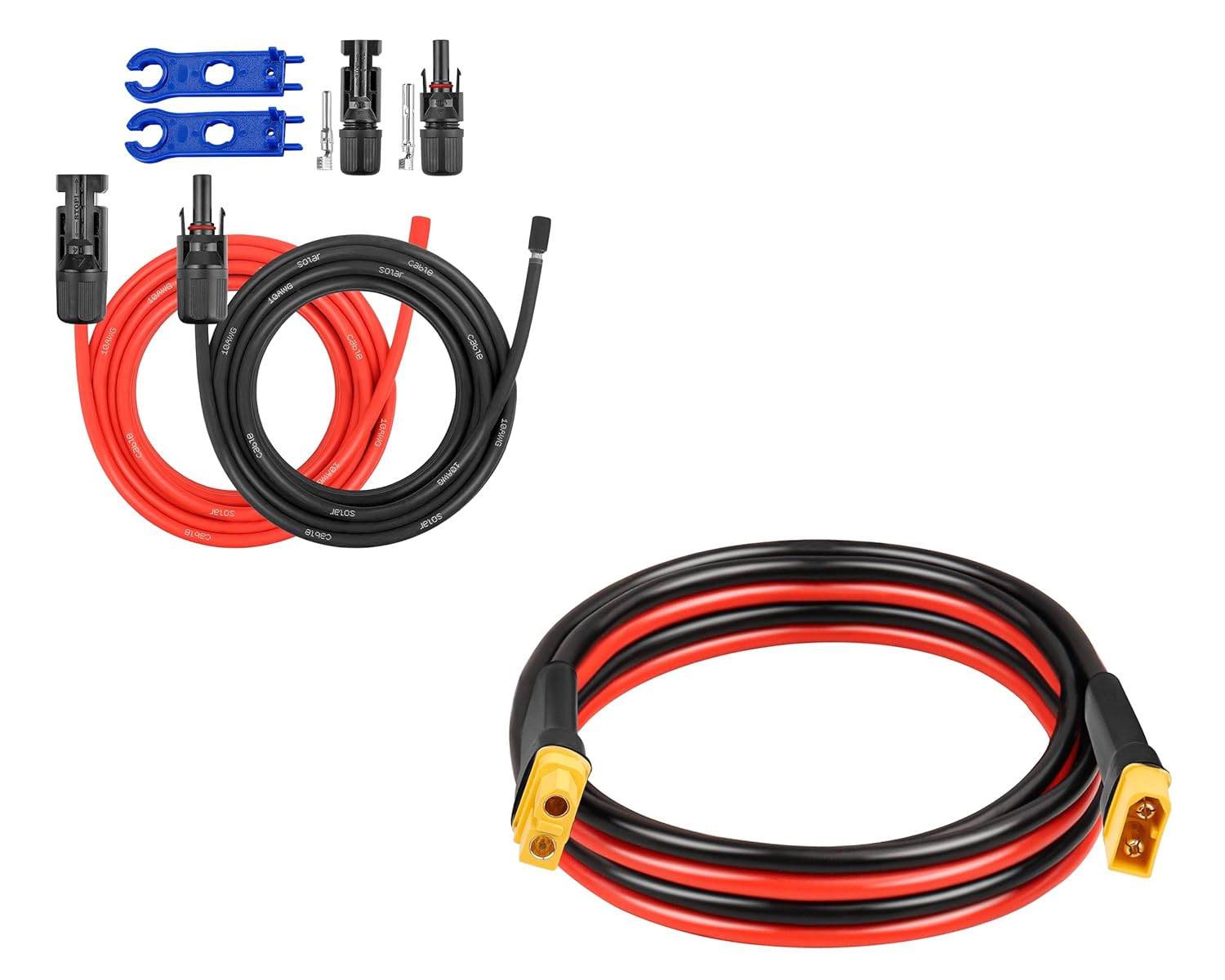 10AWG 15FT XT60 Extension Cable +30 FT 10AWG Solar Panel Extension Cable