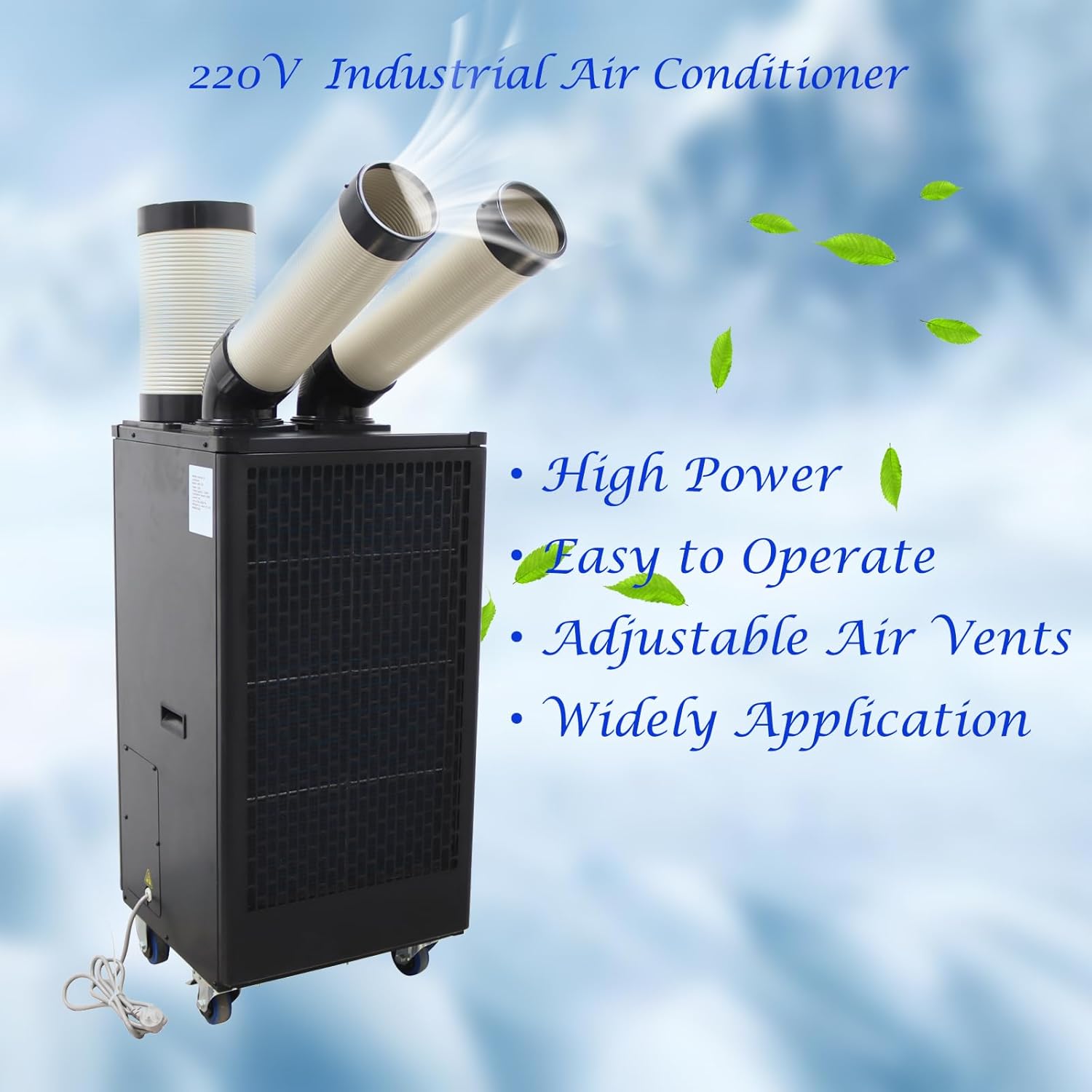 220V Industrial Air Conditioner 550m³/h Spot Cooler Commercial Portable Mobile Air Conditioner, 12000BTU/H 1100W