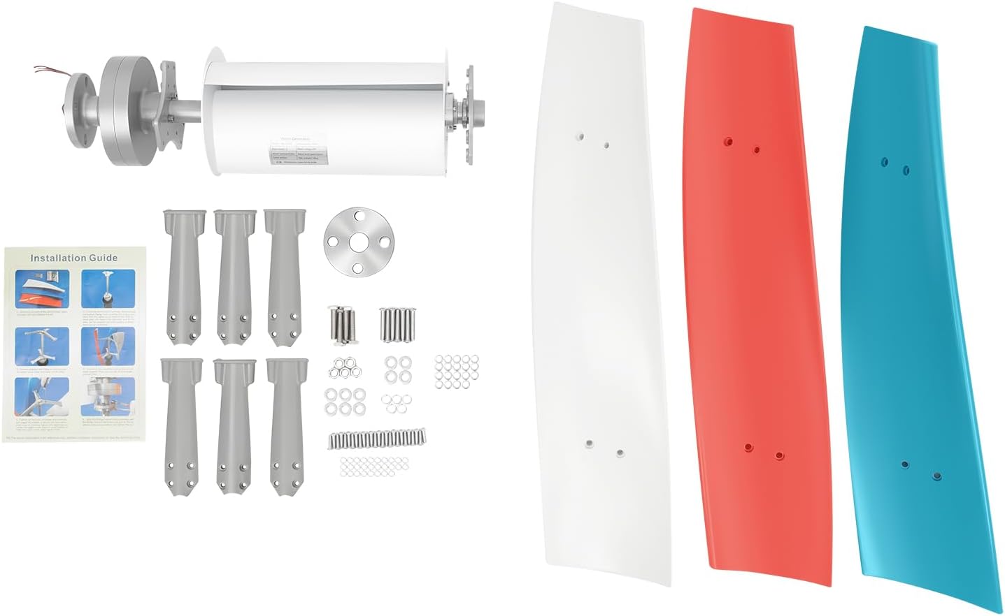 Wind Turbine Generator Kit, 400W 12V Maglevs Generator with Controller, 3 Blade Portable Vertical Helix Wind Power Turbine Kit for Boats, Home, Industrial Energy (12V)