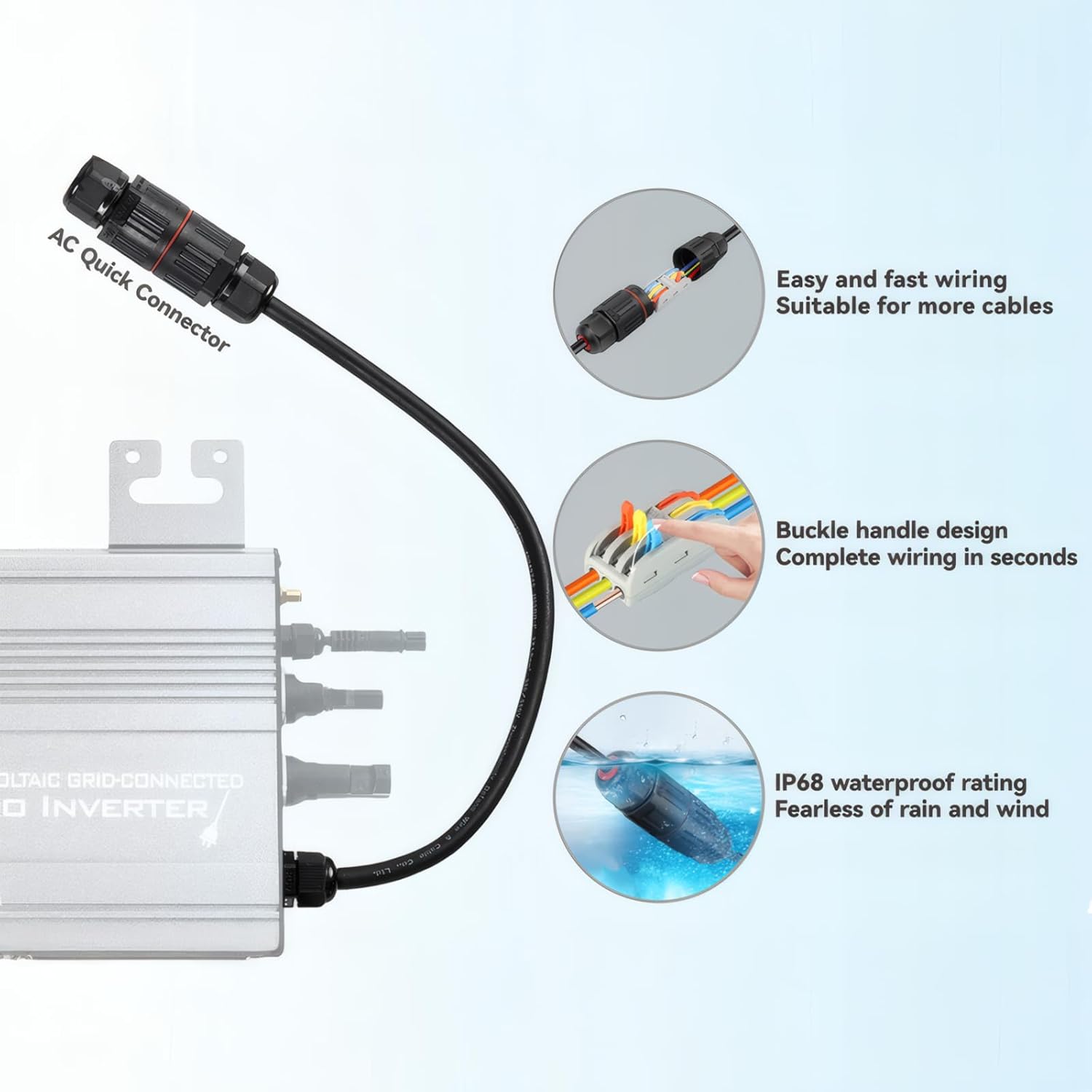 Micro Grid-Tie Inverter with Battery Storage,Multiple Connection Modes,APP Control,20V-60V PV Input, 36V/48V Battery, 180-265VAC Output (UDM-GS) (800W)