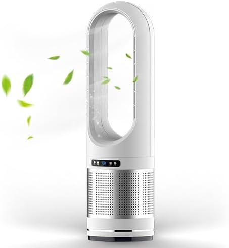 Tower Fan, Oscillating Fan/Standing Fan/Bladeless Fan with Remote, Air Circulation Fan, 8h Timer, 8 Speeds ; Two Models, Cooling Fan and Space Heater, Can Be Used All Year Round(Silver)