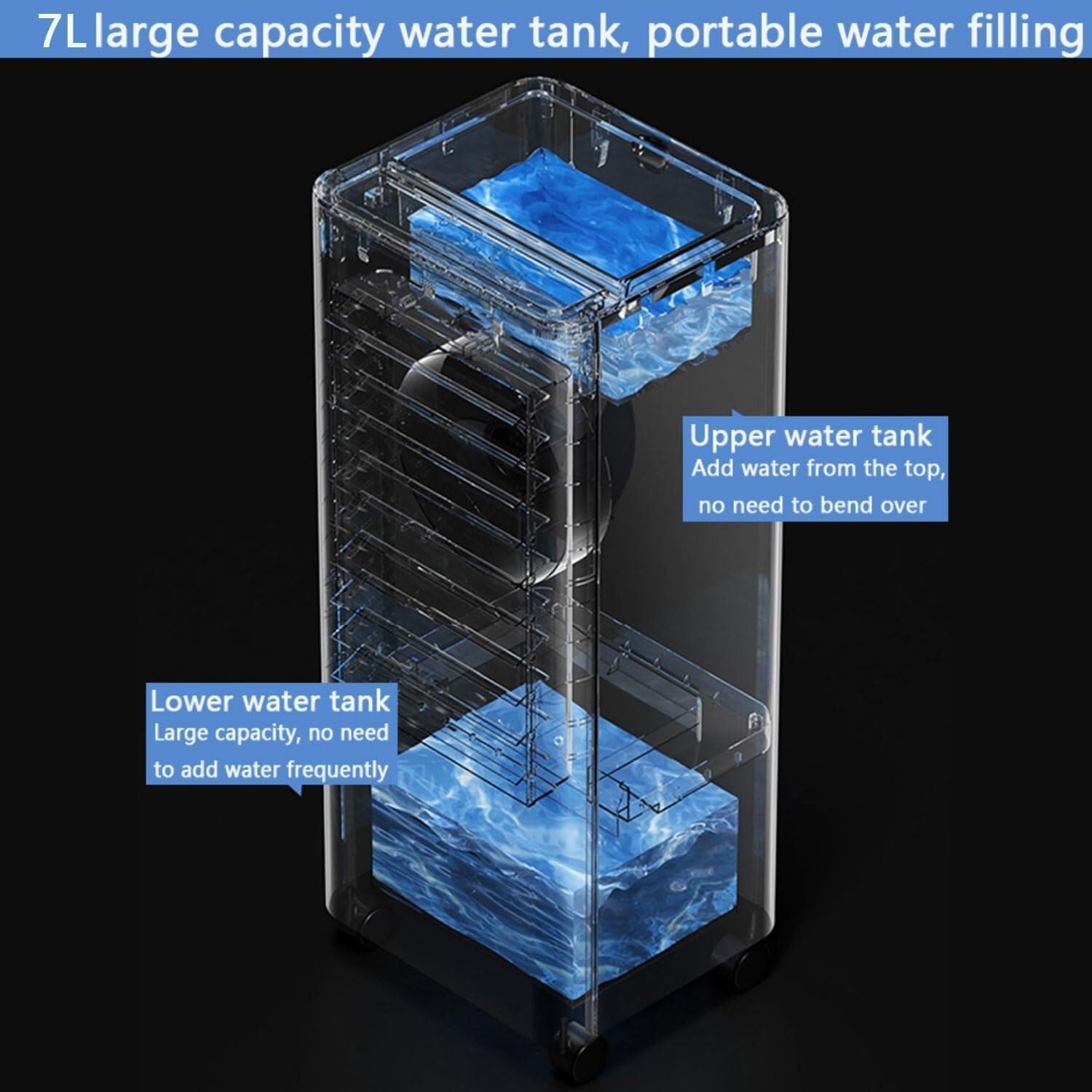 4-in-1 Portable Air Conditioner, 7L Tank Evaporative Air Cooler with Heating, 3 Speeds, 12H Timer, 120° Oscillation for Home, Room & Office – No Hose Needed