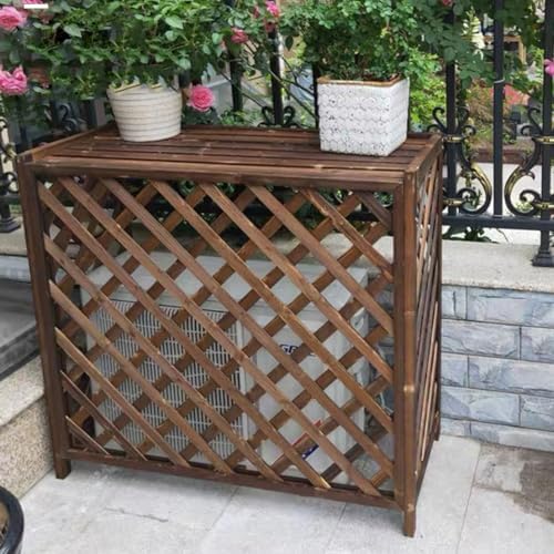 Air Conditioner Cover Wood Ac Covers for Outside Decorative Ac Unit Cover Air Conditioner Covers for Outside Heat Pump Cover HVAC Cover Brown A