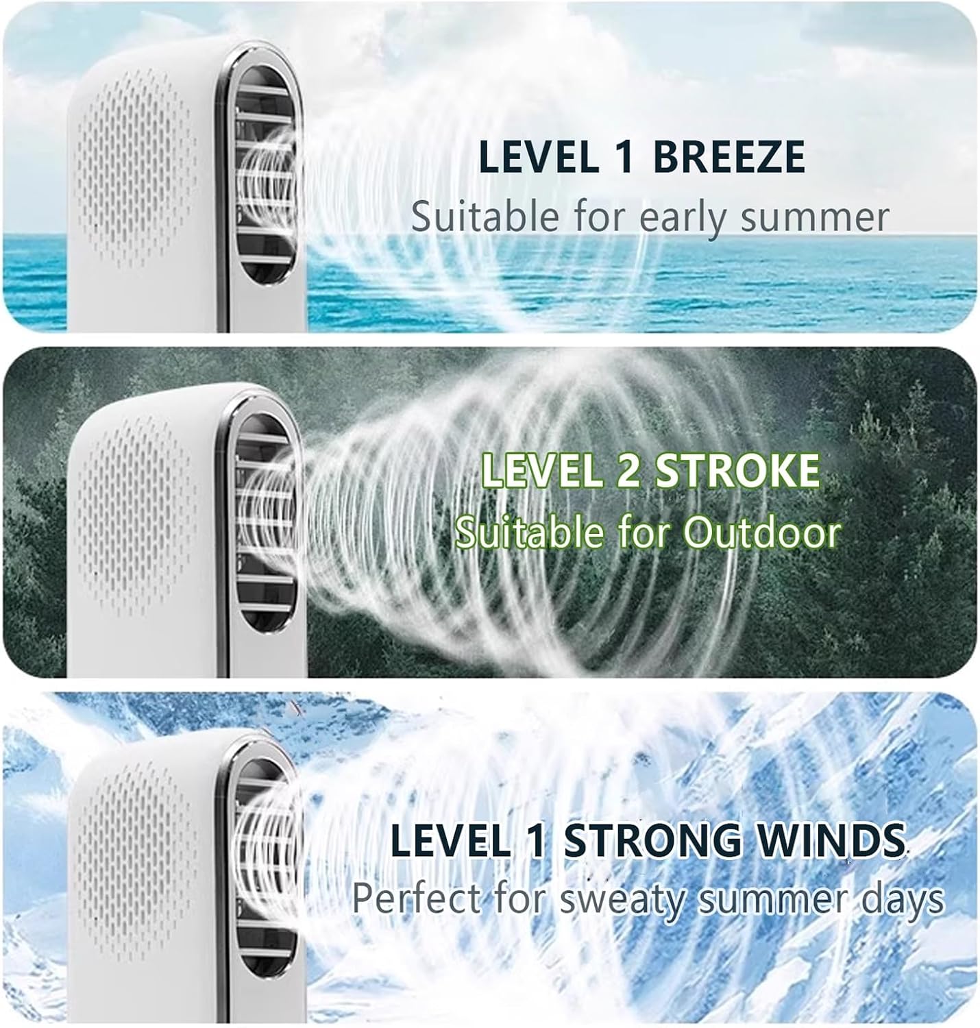 Wireless air Conditioner Air Conditioner Equipped With ICE Semiconductor Cooling Ultra Light 170g Hands Free Personal fan Suitable for Neck and Desktop use(White)