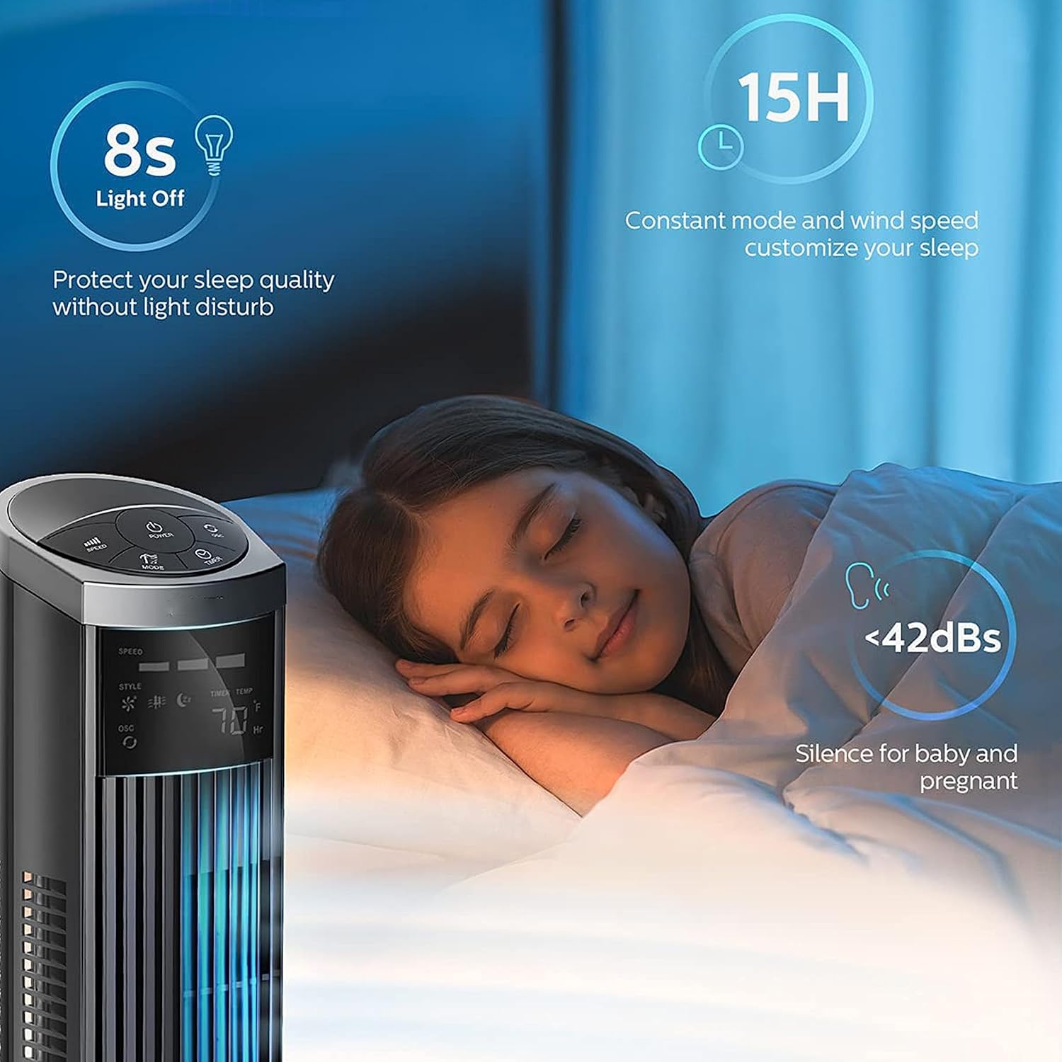 Simple Deluxe 36 Inch Oscillating Tower Fan for Bedroom, 3 Speeds Standing Fan with Remote, Quiet Cooling fan for Indoors, 15H Timing, 3 Modes,Black