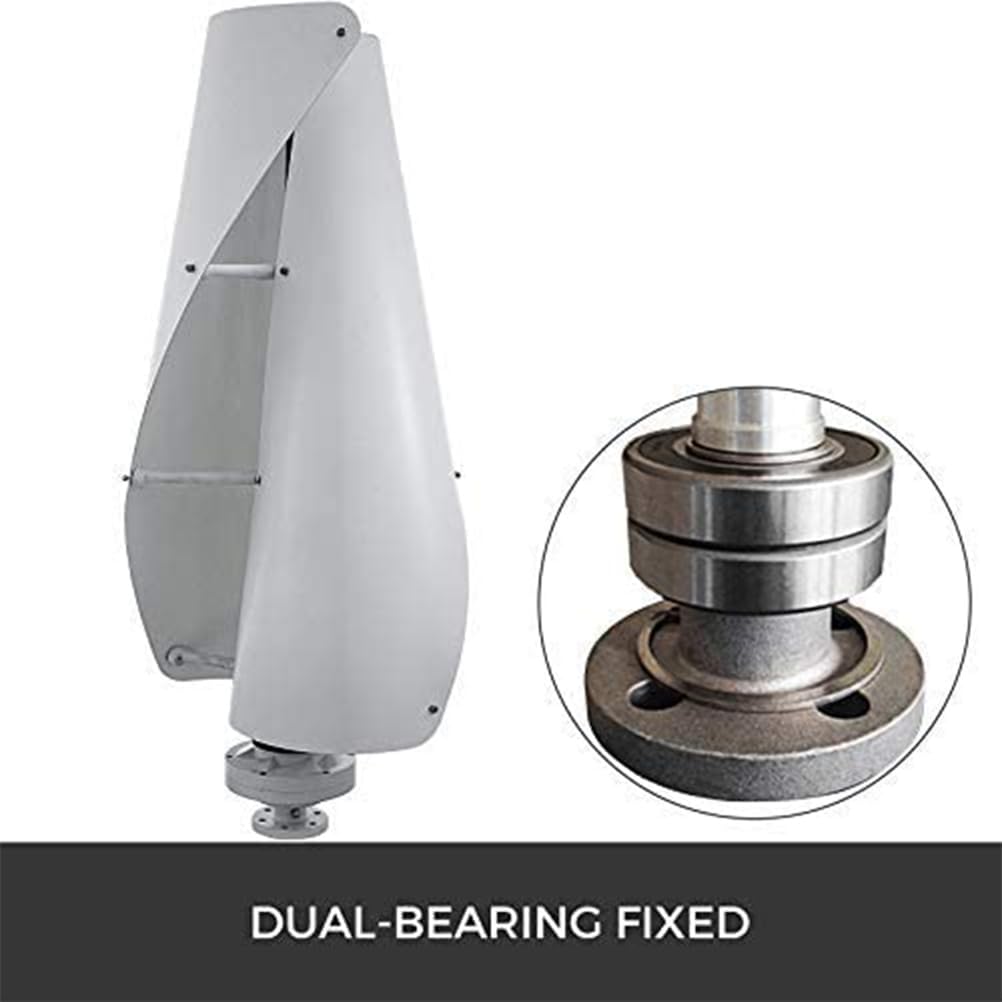 24v, 12000W 12V-220V Vertical Axis Wind Turbines Generator,with Controller 2 Blades Wind Turbines Kit for Home Camping Vertical Wind Turbine(White)