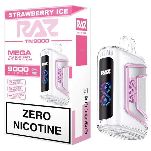 RAZ Zero nicotine vape TN9000 Strawberry Ice