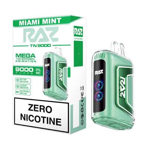 RAZ Zero nicotine vape TN9000 Miami Mint