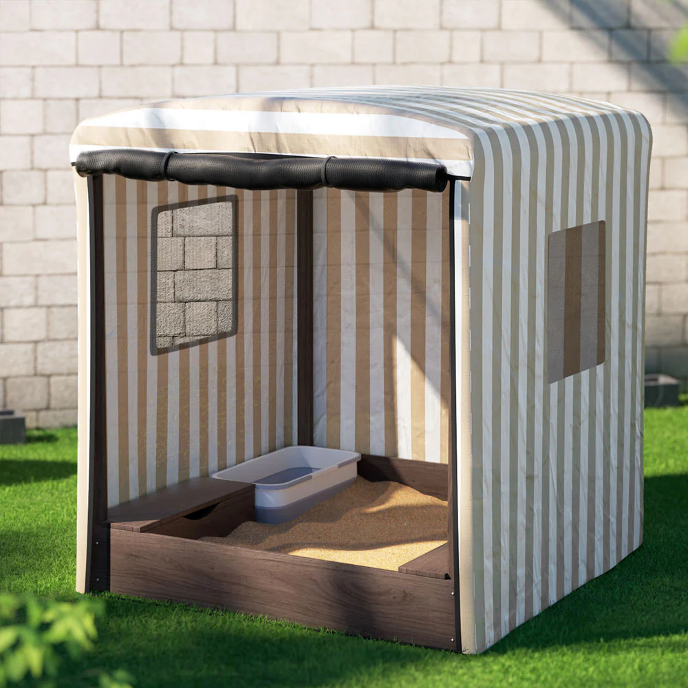 UV-Resistant Wooden Sandpit with Canopy and Storage Keezi